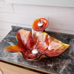 Vessel Sink for Bathroom Modern Leaf Style Bathroom Vanity Sinks Above Counter Countertop Basin sink