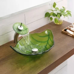 Vessel Sink for Bathroom Modern Leaf Style Bathroom Vanity Sinks Above Counter Countertop Basin sink