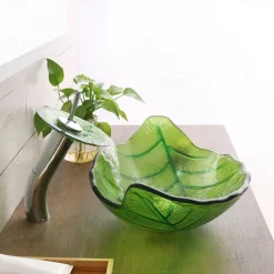 Vessel Sink for Bathroom Modern Leaf Style Bathroom Vanity Sinks Above Counter Countertop Basin sink