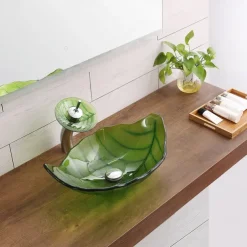 Vessel Sink for Bathroom Modern Leaf Style Bathroom Vanity Sinks Above Counter Countertop Basin sink