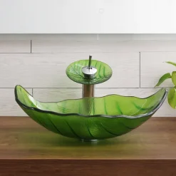 Vessel Sink for Bathroom Modern Leaf Style Bathroom Vanity Sinks Above Counter Countertop Basin sink