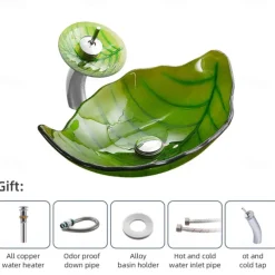 Vessel Sink for Bathroom Modern Leaf Style Bathroom Vanity Sinks Above Counter Countertop Basin sink