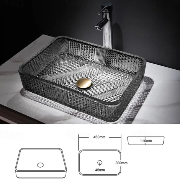 Vessel Sink for Bathroom Modern Rectangular Bathroom Vanity Sinks Above Counter Glass Countertop Basin sink