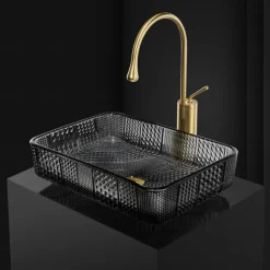 Vessel Sink for Bathroom Modern Rectangular Bathroom Vanity Sinks Above Counter Glass Countertop Basin sink