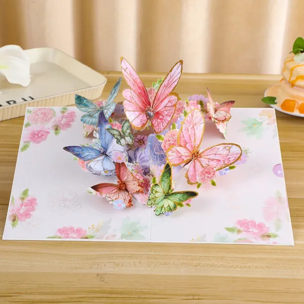 Vibrant 3D Butterfly & Daisy Pop-Up Greeting Card Best Gift for Mom, Mother's Day Flower Bouquet Card, Teacher Appreciation, Birthday, Thank You Greeting