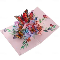 Vibrant 3D Butterfly & Daisy Pop-Up Greeting Card Best Gift for Mom, Mother's Day Flower Bouquet Card, Teacher Appreciation, Birthday, Thank You Greeting