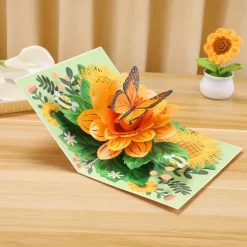 Vibrant 3D Butterfly & Daisy Pop-Up Greeting Card Best Gift for Mom, Mother's Day Flower Bouquet Card, Teacher Appreciation, Birthday, Thank You Greeting