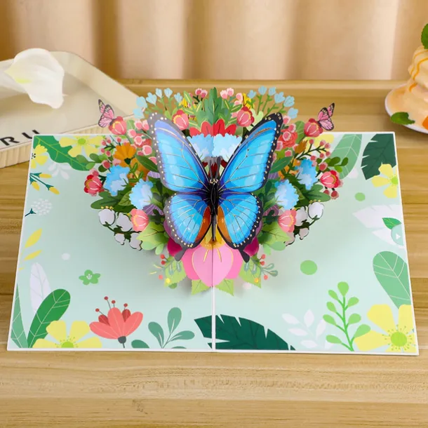 Vibrant 3D Butterfly & Daisy Pop-Up Greeting Card Best Gift for Mom, Mother's Day Flower Bouquet Card, Teacher Appreciation, Birthday, Thank You Greeting