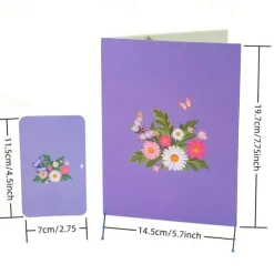 Vibrant 3D Butterfly & Daisy Pop-Up Greeting Card Best Gift for Mom, Mother's Day Flower Bouquet Card, Teacher Appreciation, Birthday, Thank You Greeting