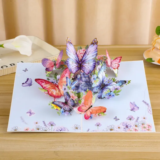 Vibrant 3D Butterfly & Daisy Pop-Up Greeting Card Best Gift for Mom, Mother's Day Flower Bouquet Card, Teacher Appreciation, Birthday, Thank You Greeting