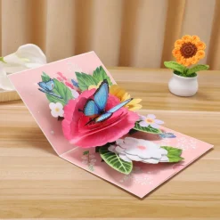Vibrant 3D Butterfly & Daisy Pop-Up Greeting Card Best Gift for Mom, Mother's Day Flower Bouquet Card, Teacher Appreciation, Birthday, Thank You Greeting
