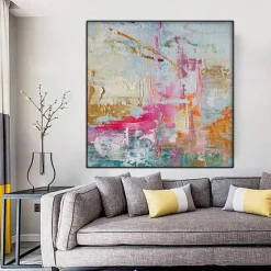 Vibrant Painting hand painted Abstract Painting pink Painting Canvas Painting Handmade Painting Large pattle knife Oil Painting Home Decor Wall Art painting
