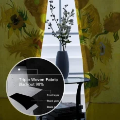 Vincent van Gogh Curtain Panels Grommet/Eyelet Curtain Drapes For Living Room Bedroom, Farmhouse Curtain for Kitchen Door Window Treatments Room Darkening