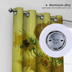 Vincent van Gogh Curtain Panels Grommet/Eyelet Curtain Drapes For Living Room Bedroom, Farmhouse Curtain for Kitchen Door Window Treatments Room Darkening
