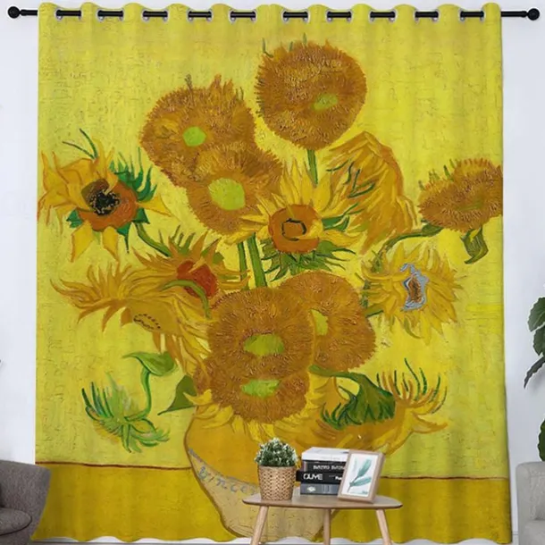 Vincent van Gogh Curtain Panels Grommet/Eyelet Curtain Drapes For Living Room Bedroom, Farmhouse Curtain for Kitchen Door Window Treatments Room Darkening