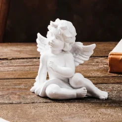 Vintage Angel Resin Figurine, Elegant Tabletop Decoration, Retro Home Decor Accent for Living Room, Store, and Restaurant Display