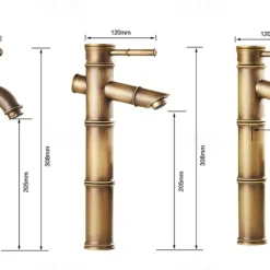 Vintage Bathroom Sink Mixer Faucet, Retro Style Monobloc Washroom Basin Vessel Taps Brass Single Handle Deck Mounted, Traditional with Hot and Cold Water Hose