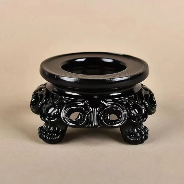 Vintage Black Hollow Round Base - Resin Crystal Ball & Egg Display Stand, Aesthetic Home Decor Accent