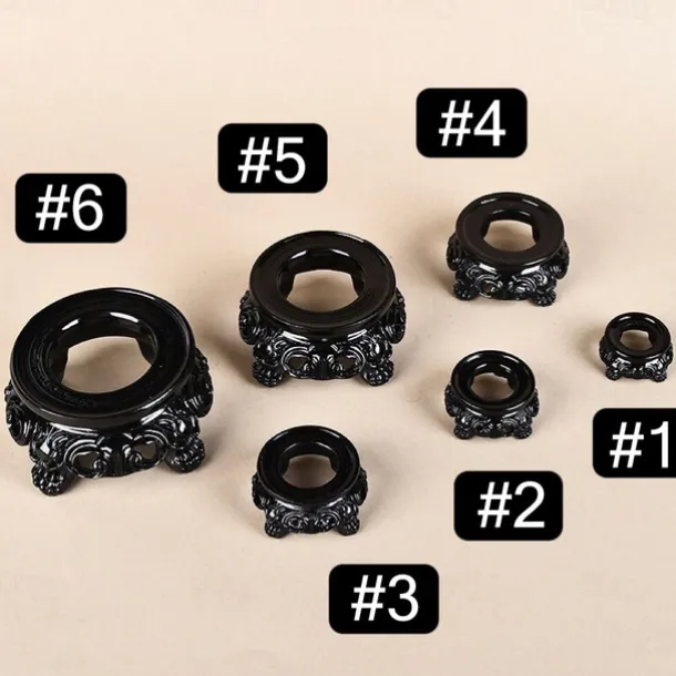 Vintage Black Hollow Round Base - Resin Crystal Ball & Egg Display Stand, Aesthetic Home Decor Accent