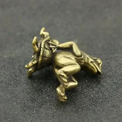 Vintage Brass Turtle & Frog Figurine - Antique-Style Solid Copper Tea Pet, Desktop Decor, Collectible Miniature Ornament