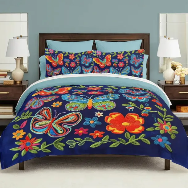 Vintage Butterfly Pattern Duvet Cover Set Set Soft 3-Piece Luxury Cotton Bedding Set Home Decor Gift King Queen Duvet Cover