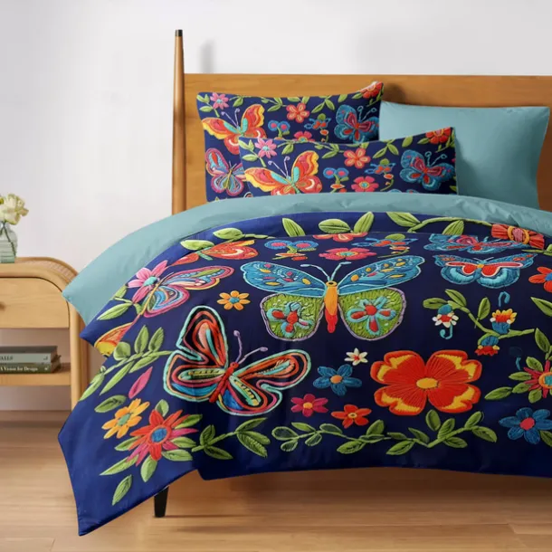 Vintage Butterfly Pattern Duvet Cover Set Set Soft 3-Piece Luxury Cotton Bedding Set Home Decor Gift King Queen Duvet Cover