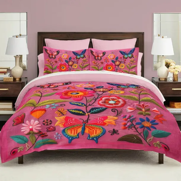 Vintage Butterfly Pattern Duvet Cover Set Set Soft 3-Piece Luxury Cotton Bedding Set Home Decor Gift King Queen Duvet Cover