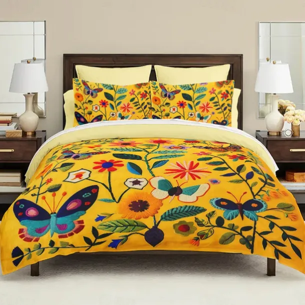 Vintage Butterfly Pattern Duvet Cover Set Set Soft 3-Piece Luxury Cotton Bedding Set Home Decor Gift King Queen Duvet Cover