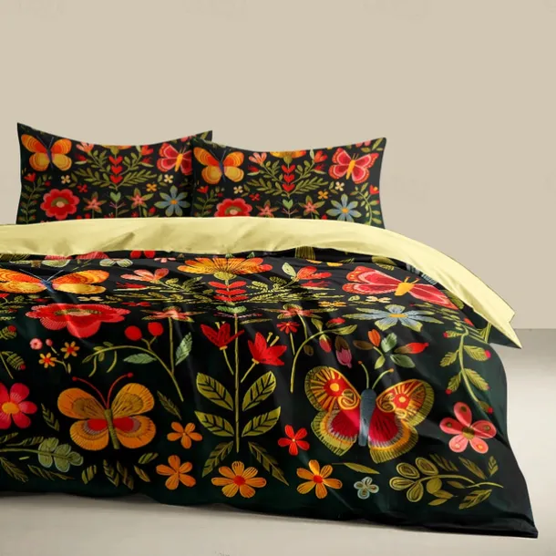 Vintage Butterfly Pattern Duvet Cover Set Set Soft 3-Piece Luxury Cotton Bedding Set Home Decor Gift King Queen Duvet Cover