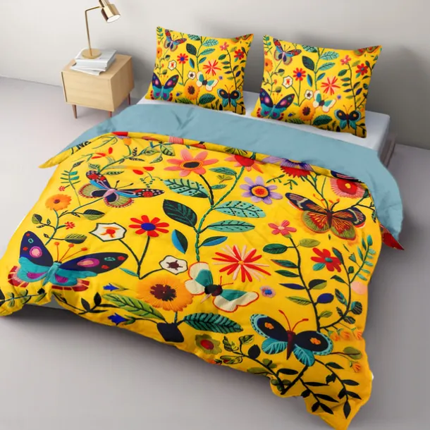 Vintage Butterfly Pattern Duvet Cover Set Set Soft 3-Piece Luxury Cotton Bedding Set Home Decor Gift King Queen Duvet Cover
