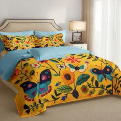 Vintage Butterfly Pattern Duvet Cover Set Set Soft 3-Piece Luxury Cotton Bedding Set Home Decor Gift King Queen Duvet Cover