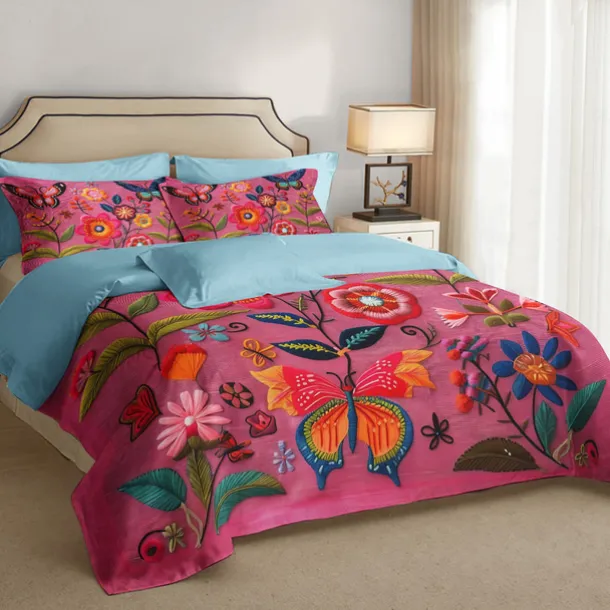 Vintage Butterfly Pattern Duvet Cover Set Set Soft 3-Piece Luxury Cotton Bedding Set Home Decor Gift King Queen Duvet Cover