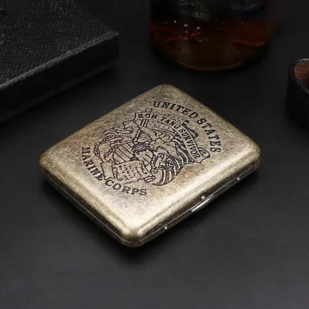 Vintage Cigarette Case with Both Sides Open to Support Generation of Bronze Condensed Flower Metal Flip-top Carved(Can Hold 20 Cigarette)