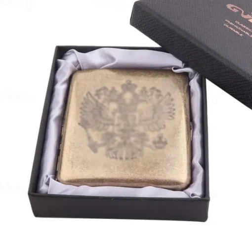 Vintage Cigarette Case with Both Sides Open to Support Generation of Bronze Condensed Flower Metal Flip-top Carved(Can Hold 20 Cigarette)