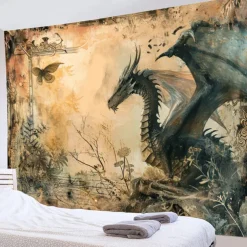 Vintage Dragon Hanging Tapestry Wall Art Large Tapestry Mural Decor Photograph Backdrop Blanket Curtain Home Bedroom Living Room Decoration