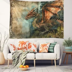 Vintage Dragon Hanging Tapestry Wall Art Large Tapestry Mural Decor Photograph Backdrop Blanket Curtain Home Bedroom Living Room Decoration
