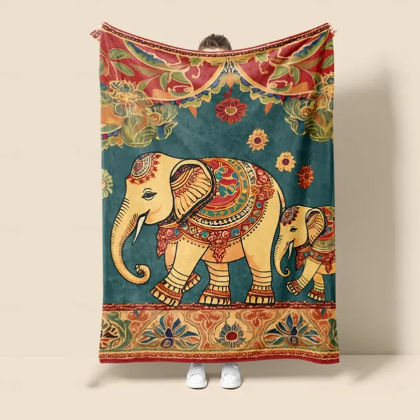 Vintage Elephant Super Soft Throws Blanket, Novelty Flannel Throw Blankets Warm 3D Printed All Seasons Gifts Big Blanket