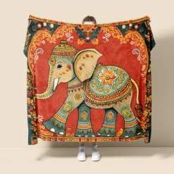 Vintage Elephant Super Soft Throws Blanket, Novelty Flannel Throw Blankets Warm 3D Printed All Seasons Gifts Big Blanket