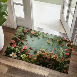 Vintage Flowers Doormat Kitchen Mat Floor Mat Non-Slip Area Rug Oil Proof Rug Indoor Outdoor Mat Bedroom Decor Bathroom Mat Entrance Entreyway Rug Sage Green
