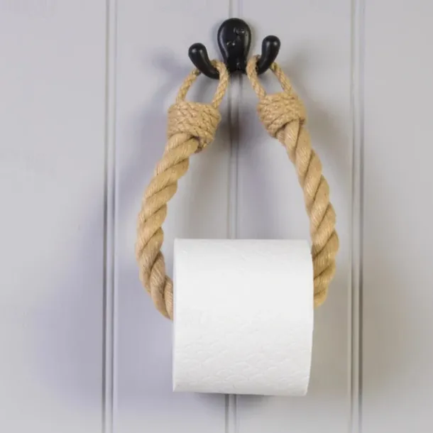 Vintage Hemp Rope Toilet Paper Holder - Easy Assembly, Jute Towel Holder for Bathroom or Kitchen, Toilet Roll Holder, Knitting Towel Rack, Bathroom Hanging Towel Hook