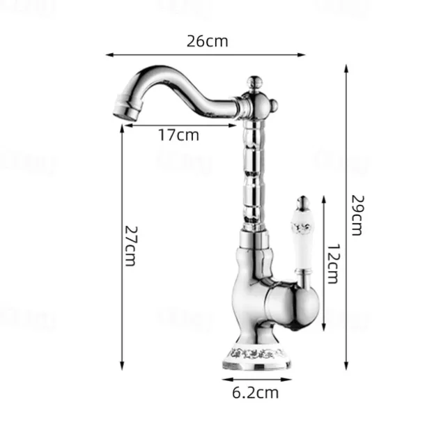 Vintage Kitchen Faucet Sink Mixer Taps, Single Handle Vessel Tap with Cold and Hot Hose