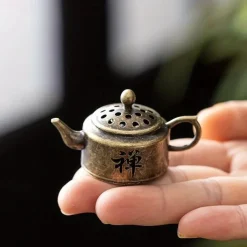 Vintage Metal Sandalwood Incense Burner - Uncharged Decorative Teapot Design for Home Fragrance & Holiday Decor