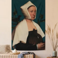 Vintage Painting Hanging Tapestry Wall Art Large Tapestry Mural Photograph Backdrop Home Bedroom Living Room Decoration A Lady with a Squirrel and a Starling