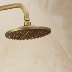 Vintage Shower System Faucet Combo Set Ceramic Mixer Valve, 8 inch Brass Rainfall Shower Head Showerhead with Handheld Spray, Antique Wall Mounted Tub and Shower Kit Bathroom Bath