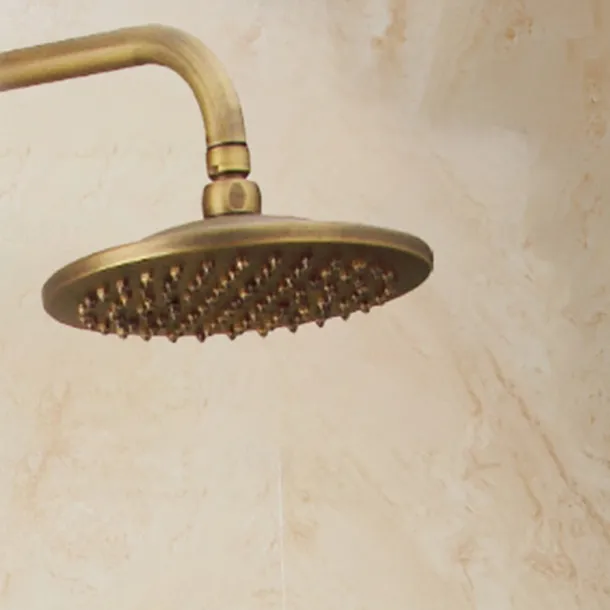 Vintage Shower System Faucet Combo Set Ceramic Mixer Valve, 8 inch Brass Rainfall Shower Head Showerhead with Handheld Spray, Antique Wall Mounted Tub and Shower Kit Bathroom Bath