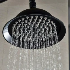 Vintage Shower System Faucet Combo Set Ceramic Mixer Valve, 8 inch Brass Rainfall Shower Head Showerhead with Handheld Spray, Antique Wall Mounted Tub and Shower Kit Bathroom Bath