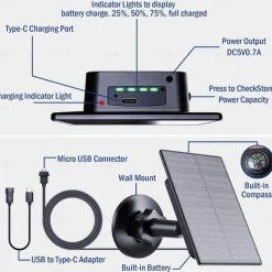 2W Solar for Security Camera, Solar Panel Charger Compatible with Blink Outdoor (3rd Gen) Camera & Blink Outdoor 4 (4th Gen) Cameras, USB Solar Panel for Wyze Camera Outdoor