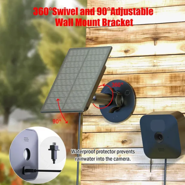 2W Solar for Security Camera, Solar Panel Charger Compatible with Blink Outdoor (3rd Gen) Camera & Blink Outdoor 4 (4th Gen) Cameras, USB Solar Panel for Wyze Camera Outdoor