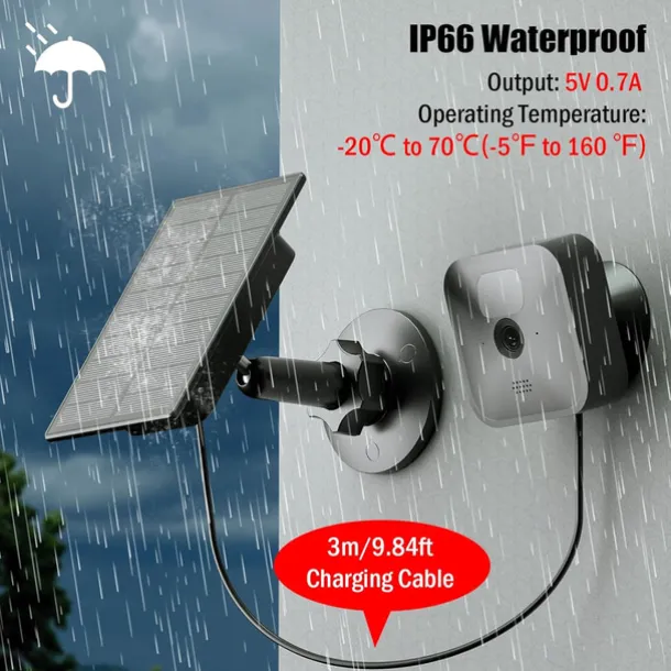 2W Solar for Security Camera, Solar Panel Charger Compatible with Blink Outdoor (3rd Gen) Camera & Blink Outdoor 4 (4th Gen) Cameras, USB Solar Panel for Wyze Camera Outdoor