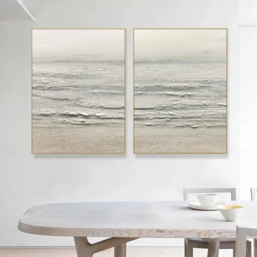 Wabi sabi art hand painted White Sea Waves Decor Oil Painting Large Wall Hand Painted Texture Sea Landscape Painting Fashion Wall Art wave oil painting White Beach canvas Oil Painting christmas gift